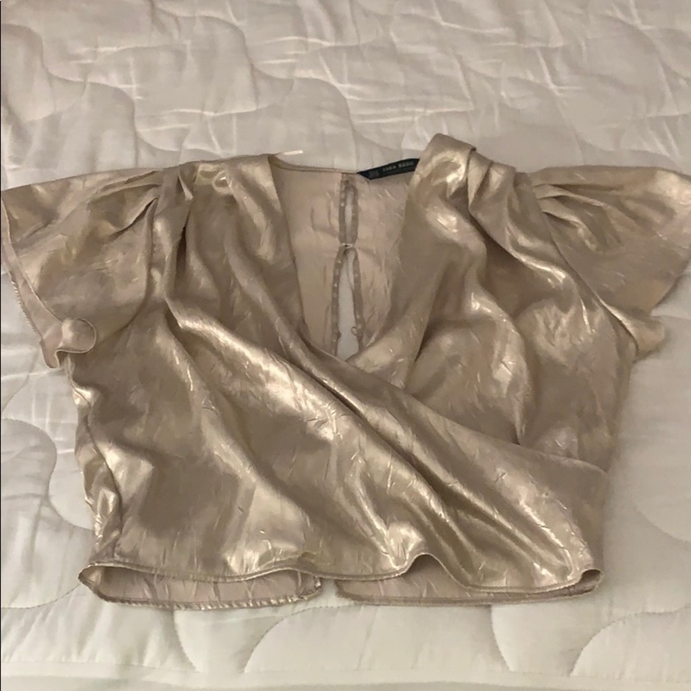 Gold low v blouse